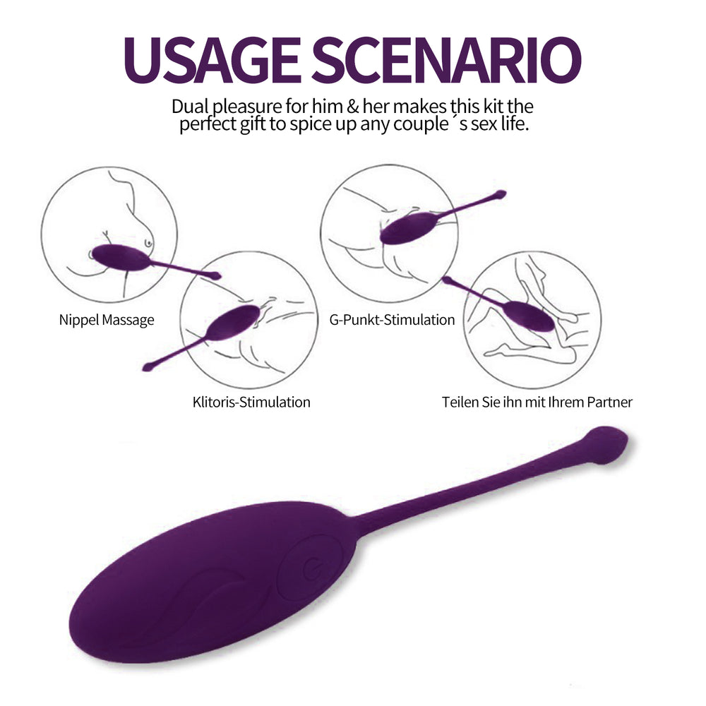 Purple Wearable Bullet Vibrator 10 Modes Remote Control USB Rechargeable