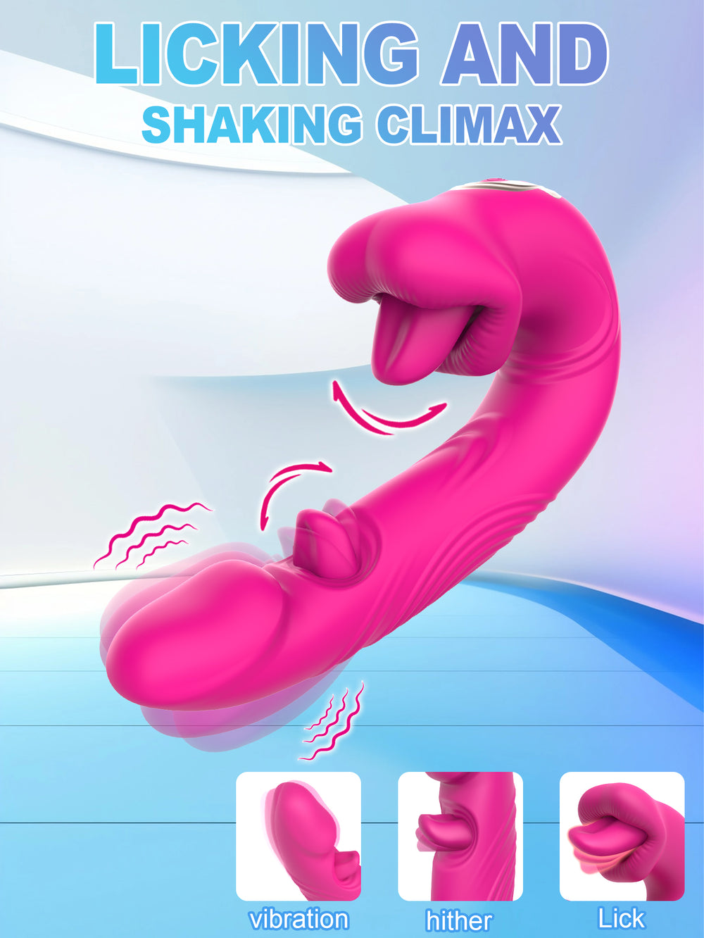 3-in-1 Clitoral Vibrator G-Spot Dildo Tongue Licking 10 Modes