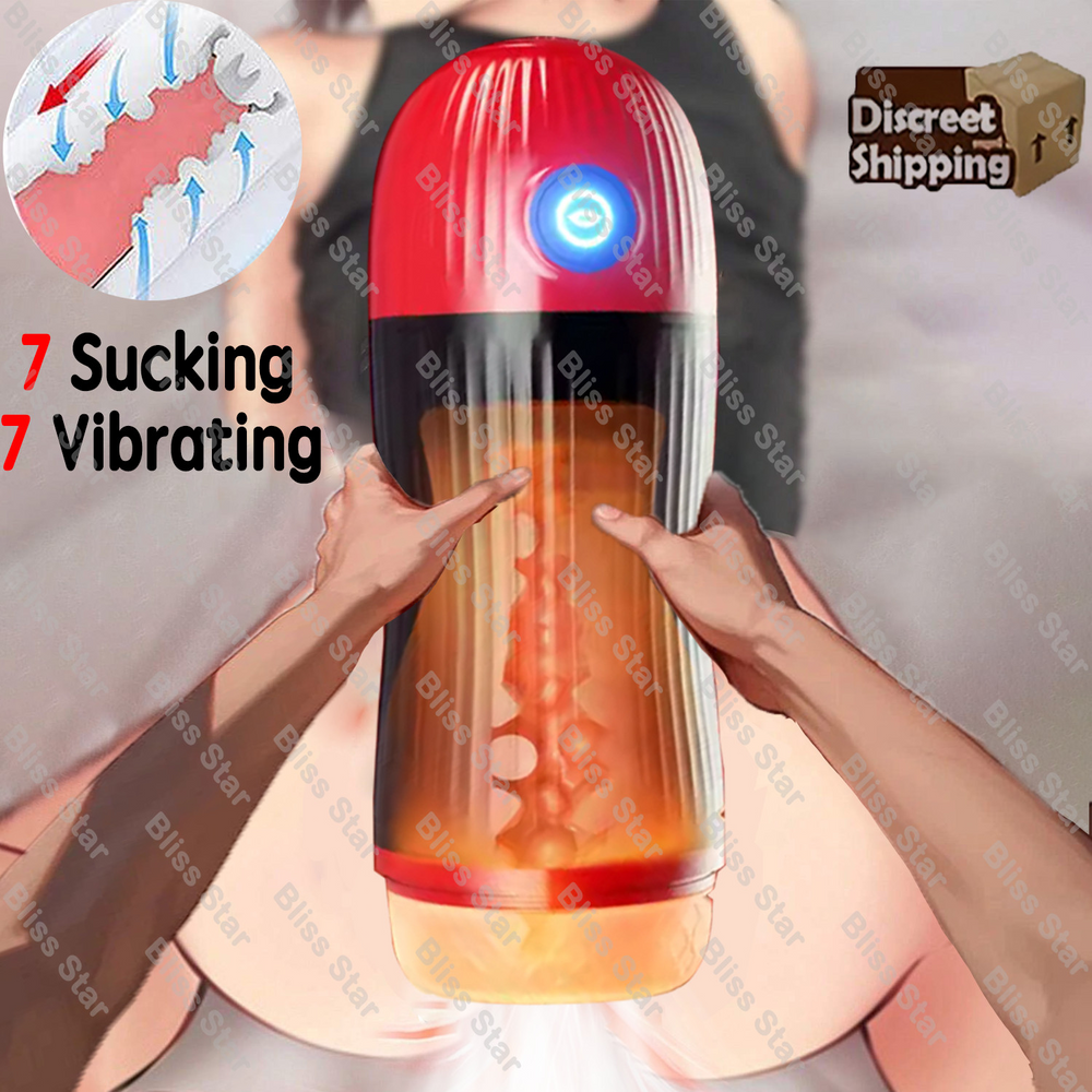 Automatic Male Masturbator 7 Vibration 7 Suction TPE Sleeve Rechargeable