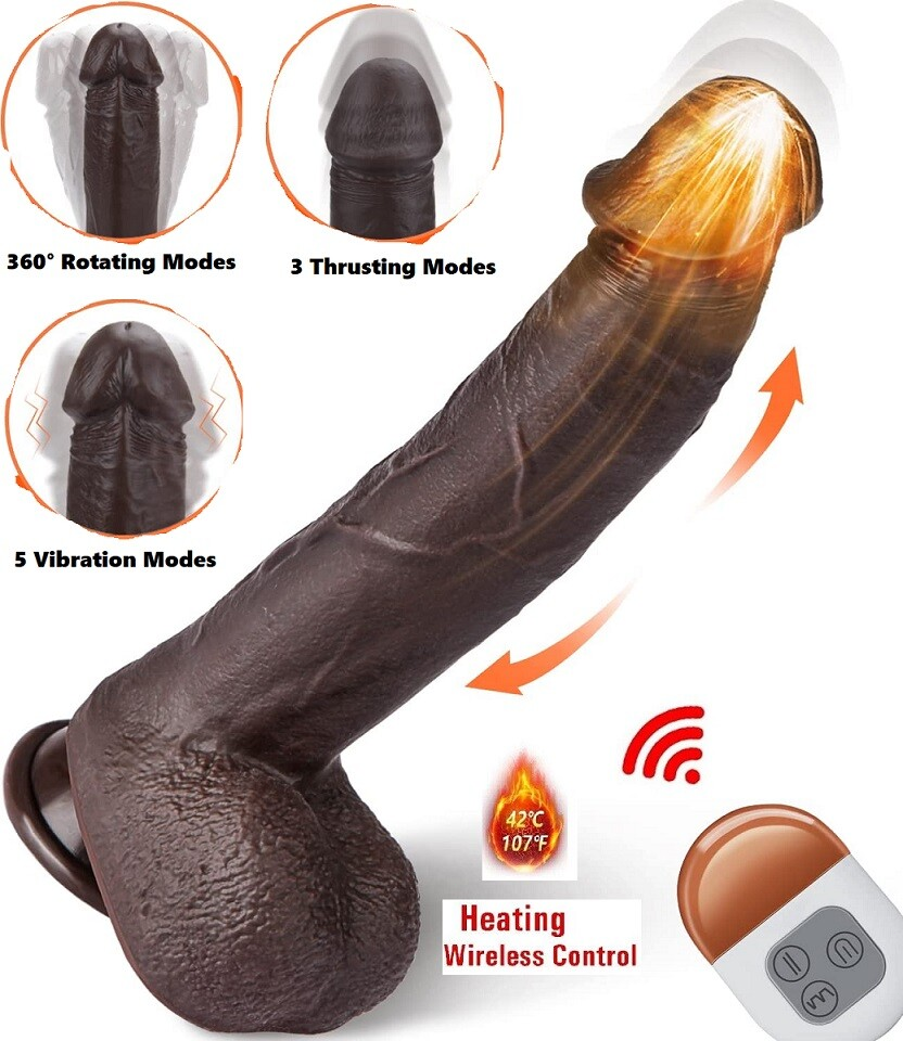 9.8" Realistic Dildo Suction Cup G Spot Thrusting Heating Vibrator Sex Toy Women