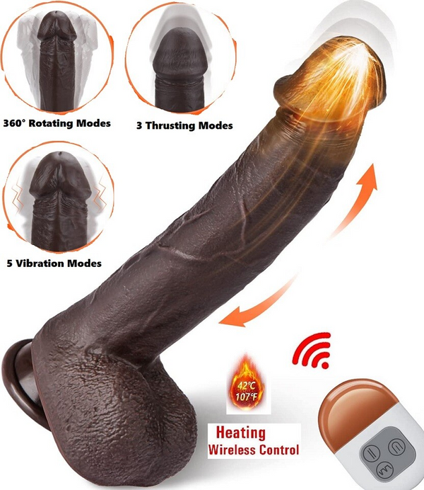 9.8" Realistic Dildo Suction Cup G Spot Thrusting Heating Vibrator Sex Toy Women