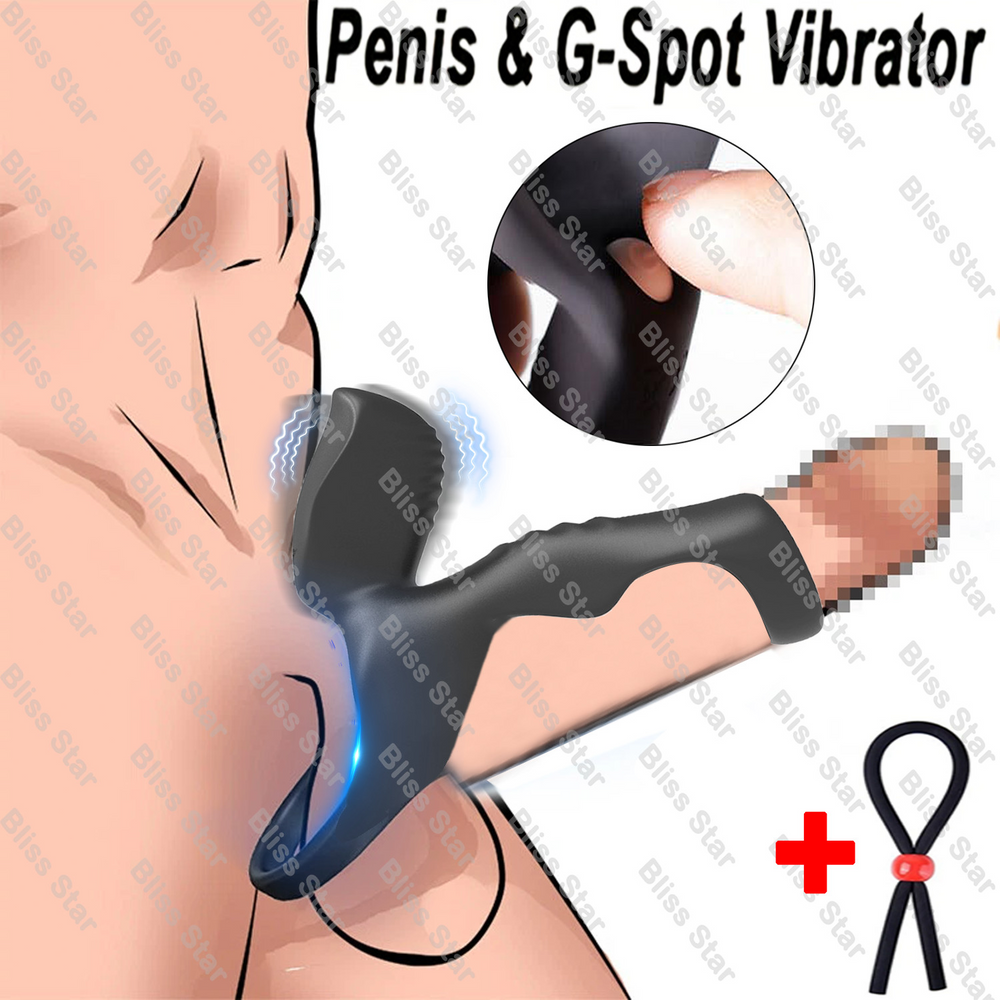 Cock Ring Vibrator Adjustable Silicone with Clitoral Stimulator for Couple