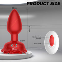 Anal Plug Rose Vibrator Vibrating Butt Plug with 10 Vibrations, Light Up Anal Toys