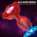 Anal Plug Rose Vibrator Vibrating Butt Plug with 10 Vibrations, Light Up Anal Toys