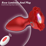 Anal Plug Rose Vibrator Vibrating Butt Plug with 10 Vibrations, Light Up Anal Toys