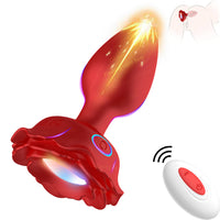 Anal Plug Rose Vibrator Vibrating Butt Plug with 10 Vibrations, Light Up Anal Toys