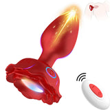 Anal Plug Rose Vibrator Vibrating Butt Plug with 10 Vibrations, Light Up Anal Toys