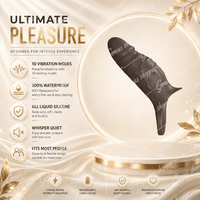 Silicone Penis Sleeve Extender Vibrator 10 Modes Cock Ring Girth Enhancer Men