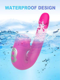 3-in-1 Clitoral Vibrator G-Spot Dildo Tongue Licking 10 Modes