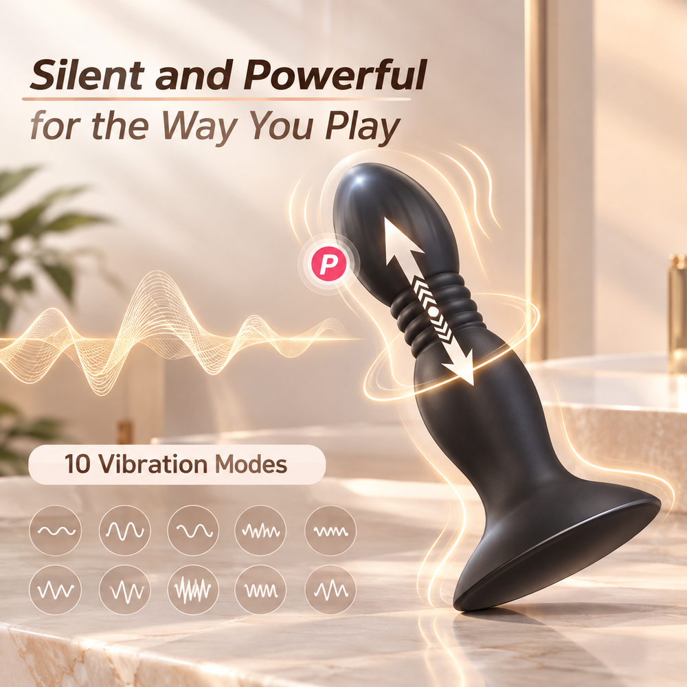 Thrusting Vibrator 10 Modes Remote Control Silicone Suction Cup for Women