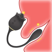 Share Rose Clitoral Vibrator with Tongue & Thrusting Egg, USB Rechargeable