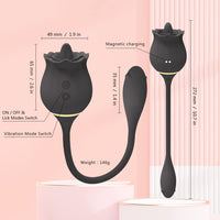 Share Rose Clitoral Vibrator with Tongue & Thrusting Egg, USB Rechargeable