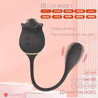Share Rose Clitoral Vibrator with Tongue & Thrusting Egg, USB Rechargeable