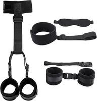 Bondage Restraints Set Neck to Wrist - Behind Back Handcuffs Collar with Blindfold Adjustable Bondage Gear & Accessories, Bed SM Games Play Toys