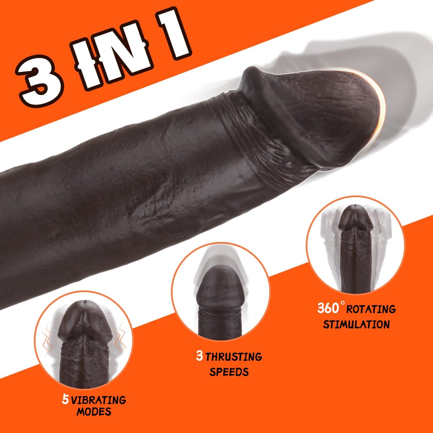 Thrusting Dildo Vibrator Sex Toys for Women, 9.8" Vibrating Realistic Dildo for G-spot Anal Stimulation with 3 Telescopic & 5 Vibration Modes, Remote Control G-spot Dildos