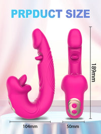 3-in-1 Clitoral Vibrator G-Spot Dildo Tongue Licking 10 Modes