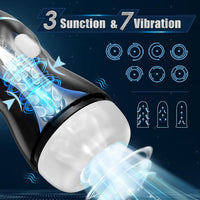 Automatic Sucking Male Masturbators - Upgraded 7 Vibration & Suction Pocket Pussy Male Stroker with 3D Realistic Textured, Blowjob Toy