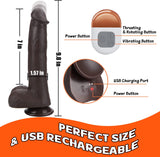 Thrusting Dildo Vibrator Sex Toys for Women, 9.8" Vibrating Realistic Dildo for G-spot Anal Stimulation with 3 Telescopic & 5 Vibration Modes, Remote Control G-spot Dildos