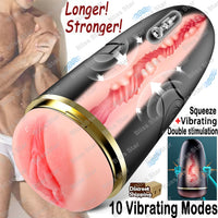 Male Masturbaters Cup Automatic HandsFree Squeeze Vibrating Stroker Men Sex Toys