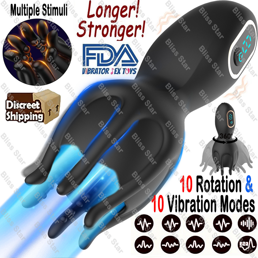 Tentacle Vibrating Massager 10 Modes Silicone Waterproof Rechargeable for Men