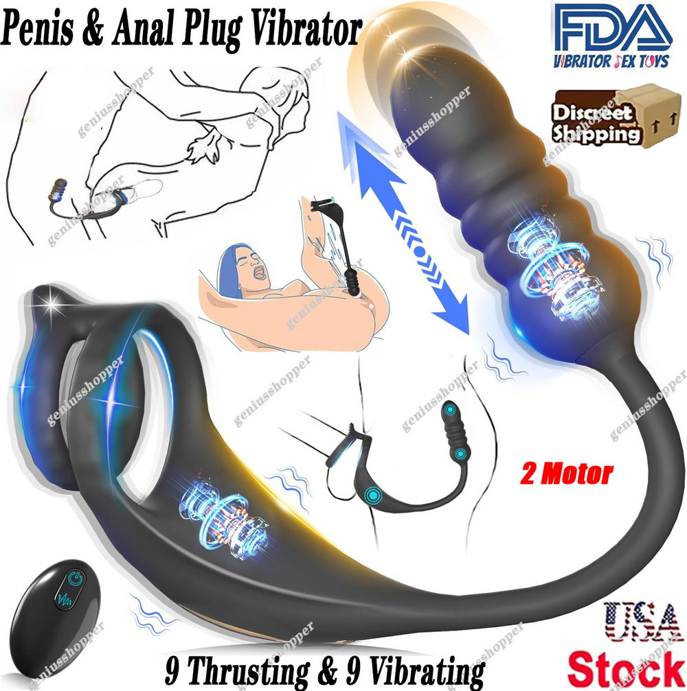 Prostate Massager Vibrating Ring 9 Modes Remote Control IPX7 Rechargeable