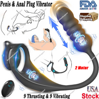 Prostate Massager Vibrating Ring 9 Modes Remote Control IPX7 Rechargeable