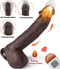 9.8" Realistic Dildo Suction Cup G Spot Thrusting Heating Vibrator Sex Toy Women