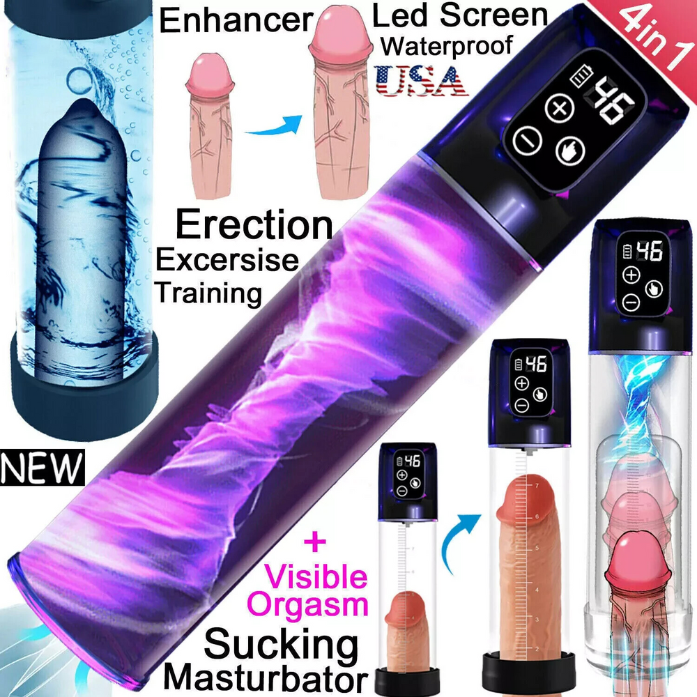 Electric Vacuum Pump 5 Suction Levels Pressure Display IPX7 Rechargeable for Men