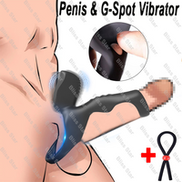 Cock Ring Vibrator Adjustable Silicone with Clitoral Stimulator for Couple