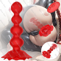 Rose Anal Vibrator 10 Modes Twisting Remote Control Silicone Waterproof for Men