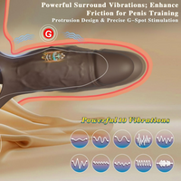 Silicone Penis Sleeve Extender Vibrator 10 Modes Cock Ring Girth Enhancer Men