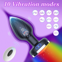Anal Plug 10 Vibration Modes Light Up Remote Control Silicone IPX6
