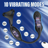 Vibrating Cock Ring Prostate Massager 9 Modes Dual Motors Silicone for Men