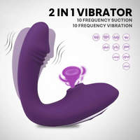 Wearable Suction Vibrator 10 Modes Silicone Rechargeable Hands Free for Women