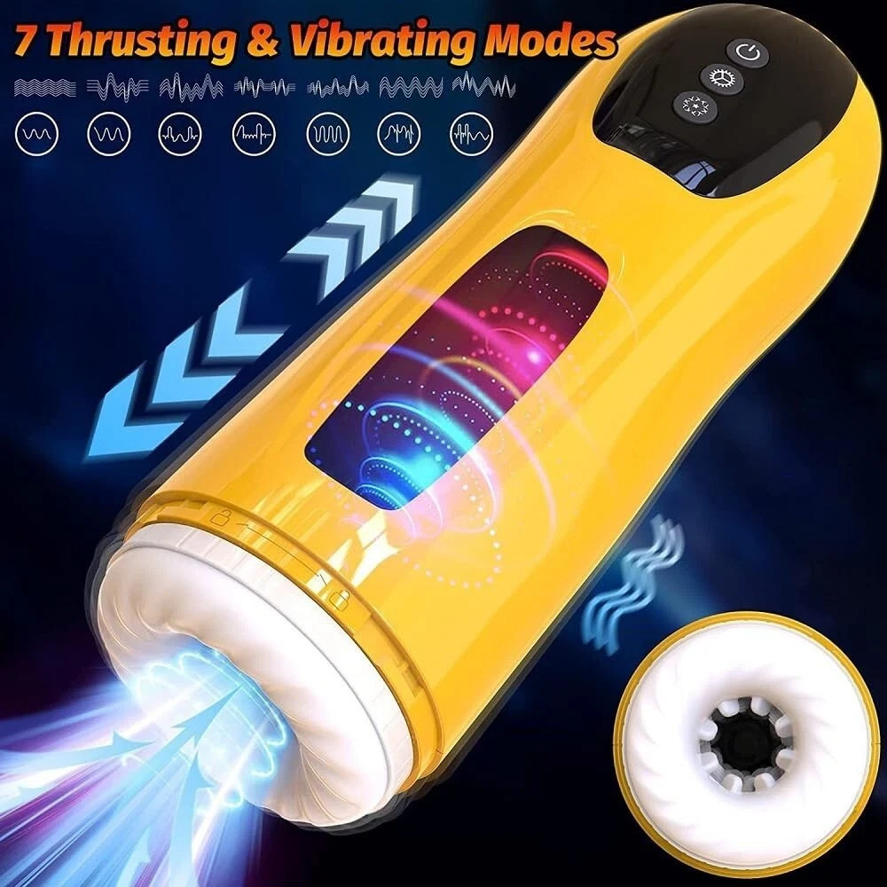 AutomaticMasturbator Thrusting Vibrator 7Modes One Touch Burst USB Rechargeable