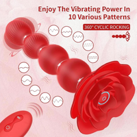 Rose Anal Vibrator 10 Modes Twisting Remote Control Silicone Waterproof for Men
