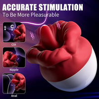 Rose Clitoral Vibrator 10Modes Tongue Motion IPX6 Silicone Magnetic Rechargeable