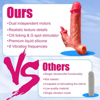 Vibrating Penis Sleeve Extender Cock Ring Clit Vibrator Extension Men Sex Toys