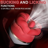 Rose Clitoral Vibrator 10Modes Tongue Motion IPX6 Silicone Magnetic Rechargeable