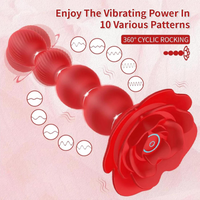 Rose Anal Vibrator 10 Modes Twisting Remote Control Silicone Waterproof for Men