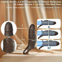 Silicone Penis Sleeve Extender Vibrator 10 Modes Cock Ring Girth Enhancer Men