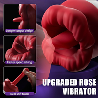 Rose Clitoral Vibrator 10Modes Tongue Motion IPX6 Silicone Magnetic Rechargeable