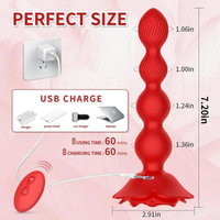 Rose Anal Vibrator 10 Modes Twisting Remote Control Silicone Waterproof for Men