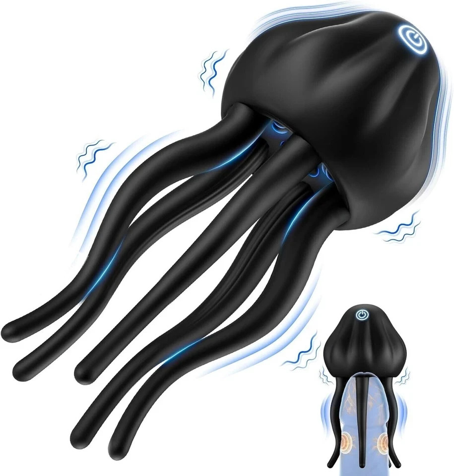 Share Vibrating Cock Ring 7 Modes Tentacle Design Silicone Waterproof USB Rechargeable