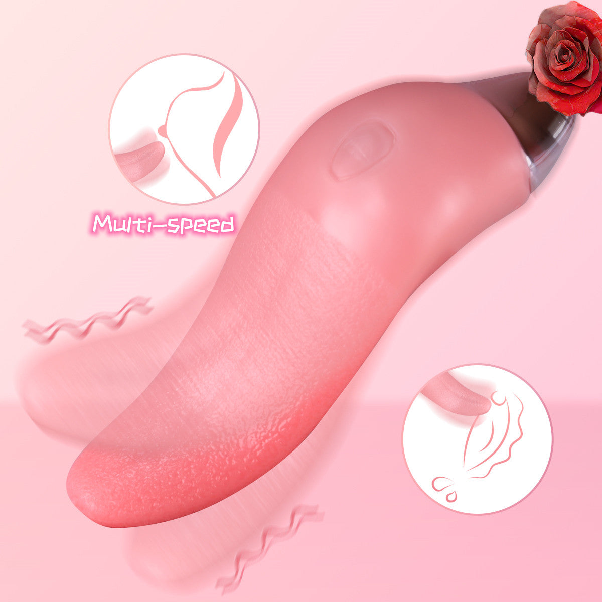 Tongue  Clit Licking Vibrator G-Spot Heating Dildo Massager Sex Toys for Women